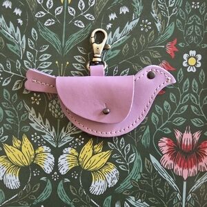 Portland Leather Mockingbird Pouch Bag Charm Keychain in Calla Lily